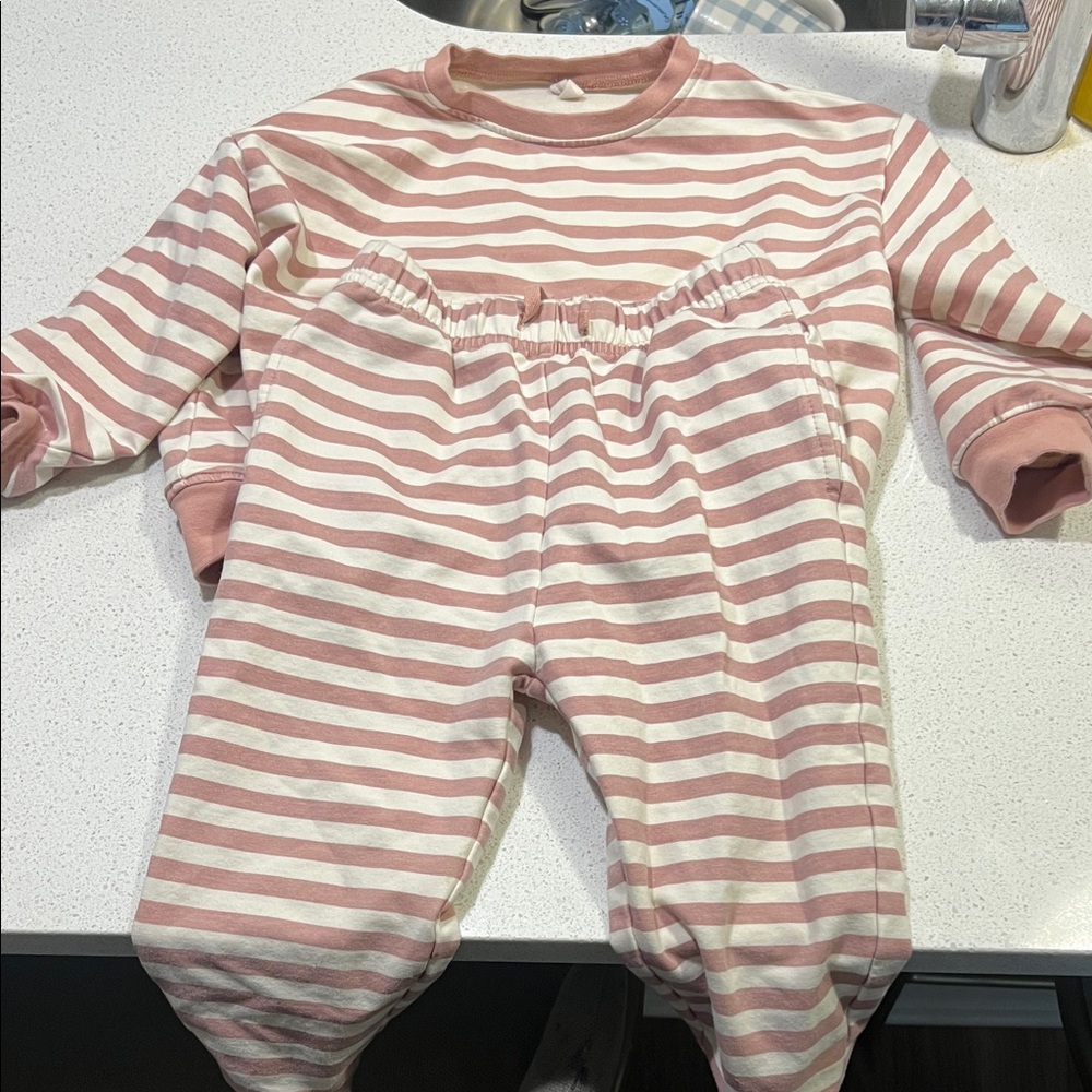 Quincy Mae Striped Pink and White Kids One Piece